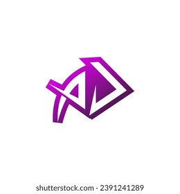 Soporte inicial del logotipo del emblema de AJ Premium y concepto de diseño de juegos