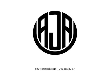 AJA initial letter geometric creative circle shape icon logo design vector. monogram, lettermark, circle, calligraphy, symbol, emblem, elegant, abstract, wordmark, sign, art, typography, icon, shape