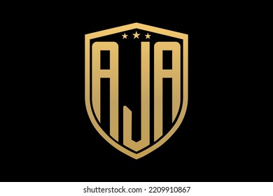 AJA letter logo. AJA letter design with black background. This is gold letter logo. Use stylist fashion logo. Decorative design.