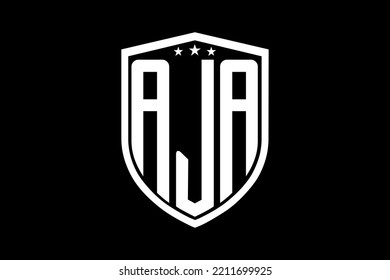 AJA letter logo. AJA letter design with black background. This is gold letter logo. Use stylist fashion logo. Decorative design.