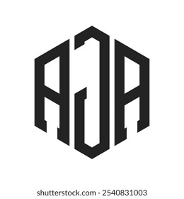 Design do logotipo da AJA. Letra inicial AJA Monogram Logo usando a forma de hexágono