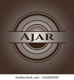 Ajar badge with wood background