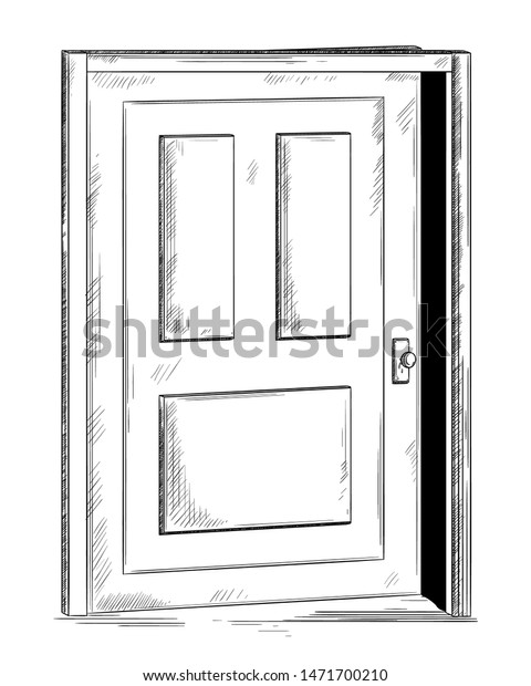 Ajar Door Isolated Object On White Stock Vector (Royalty Free) 1471700210