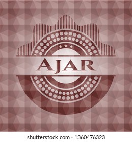 Ajar red seamless badge with geometric background.