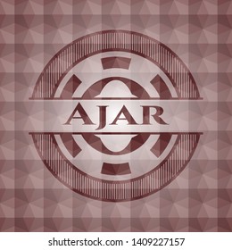 Ajar red seamless badge with geometric background.