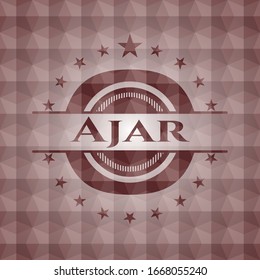 Ajar red seamless badge with geometric pattern background.