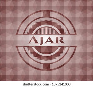 Ajar red seamless emblem with geometric pattern background.