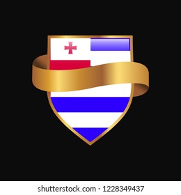 Ajaria flag Golden badge design vector