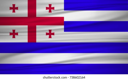 Ajaria flag vector. Vector Ajaria flag blowig in the wind. EPS 10.