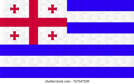 Ajaria Flag. Vector image of Ajaria Flag 144 pieces of jigsaw puzzles Vector eps 10 illustration.