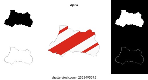 Ajaria region outline map set