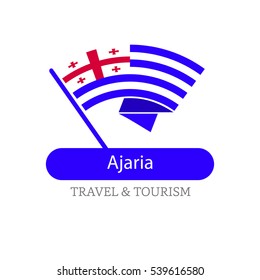 Ajaria The Travel Destination logo - Vector travel company logo design - Country Flag Travel and Tourism concept t shirt graphics - vector illustration