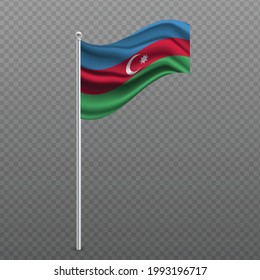 Ajaria waving flag on metal pole. Vector illustration.