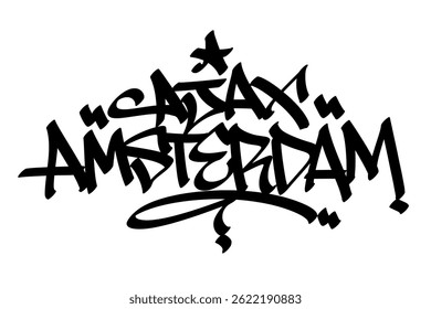 Ajax Amsterdam graffiti tag in bold black ink on white background. Urban street art lettering, sleek and iconic design, perfect for branding, prints, streetwear, and digital projects.
