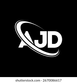 AJD-Logo. Logo-Design für AJD-Buchstaben. Initialen AJD-Logo mit Kreis- und Großbuchstaben-Monogramm-Logo verbunden. AJD Typografie für Technologie, Business und Immobilien Marke.