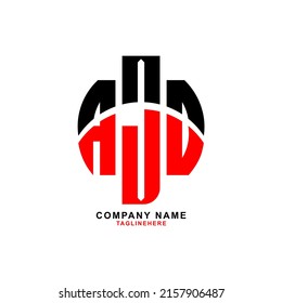 Diseño de logotipo de tres letras con fondo blanco
