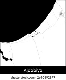 Mapa da cidade de Ajdabiya, Líbia - Mapa vetorial topográfico