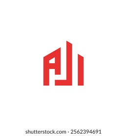 AJI initial logo with a house or building theme