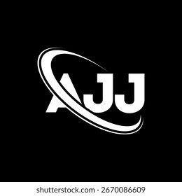 Logotipo AJJ. Projeto do logotipo da letra AJJ. Logotipo AJJ inicial ligado com círculo e monograma maiúsculo. AJJ tipografia para tecnologia, negócios e marca imobiliária.