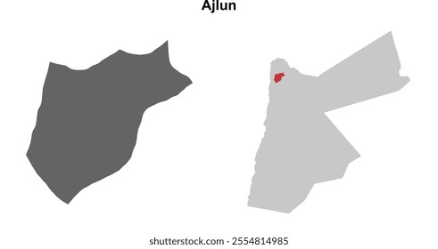 Ajlun governorate blank outline map set