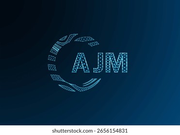 AJM diseño de Vector de logotipo de letra de polietileno baja. AJM diseño de logotipo de poliéster inferior. AJM diseño único de logotipo de baja poli.