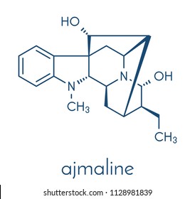 Ajmaline Antiarrhytmic Agent Molecule.  Skeletal Formula.
