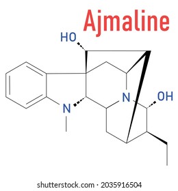 Ajmaline Antiarrhytmic Agent Molecule. Skeletal Formula.