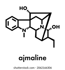 Ajmaline Antiarrhytmic Agent Molecule.  Skeletal Formula.