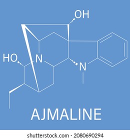 Ajmaline Antiarrhytmic Agent Molecule. Skeletal Formula.	
