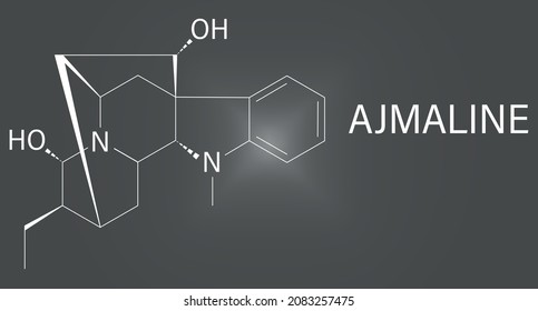 Ajmaline Antiarrhytmic Agent Molecule. Skeletal Formula.	
