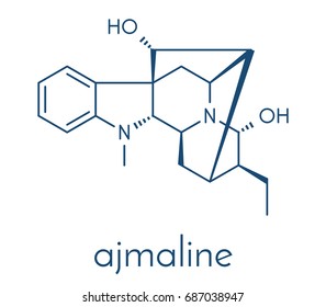 Ajmaline Antiarrhytmic Agent Molecule.  Skeletal Formula.