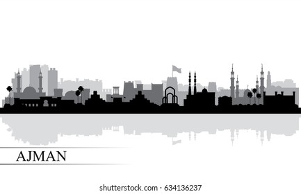 Ajman city skyline silhouette background, vector illustration