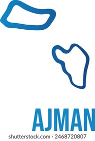 Mapa azul suave del emirato de Ajman
