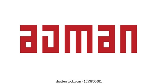 Ajman. Logotype of Emirate State Name in UAE. Vector Illustration. 
