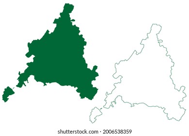 Ajmer district (Rajasthan State, Republic of India) map vector illustration, scribble sketch Ajmer map