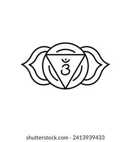 Ajna chakra color icon. Mandala vector isolated element.