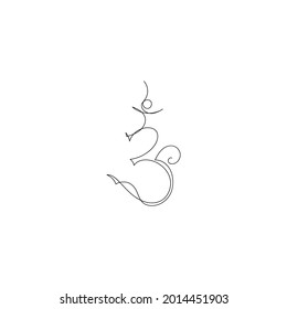 The Ajna Sahasrara chakra symbol is drawn with a single line. Linear yoga symbol. Energy sign balance. Buddhism, Hinduism, Reiki, spiritual growth. Esoterics. Vector linear illustration.