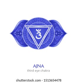 Ajna, Third Eye Chakra Symbol. Colorful Mandala. Vector Illustration