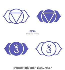 Ajna, third eye chakra symbol. Colorful mandala. Vector illustration