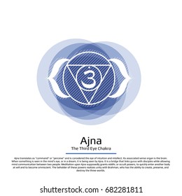 Ajna. Thr Third Eye Chakra vector isolated multicolored icon - for yoga studio, banner, poster. Editable concept.