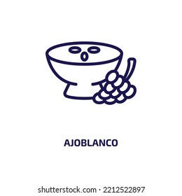 ajoblanco icon from culture collection. Thin linear ajoblanco, australia, emu outline icon isolated on white background. Line vector ajoblanco sign, symbol for web and mobile
