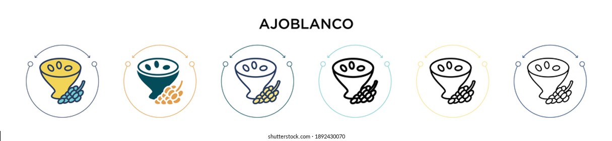 Ajoblanco icon in filled, thin line, outline and stroke style. Vector illustration of two colored and black ajoblanco vector icons designs can be used for mobile, ui, web