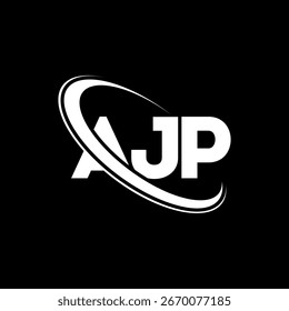 Letra del logo de AJP. Diseño de logo de carta AJP. Iniciales Logotipo de AJP vinculado con el círculo y el logotipo del monograma en mayúsculas. Tipografía AJP para tecnología, negocio y marca inmobiliaria.