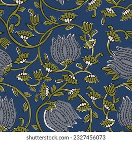 AJRAKH BAGRU SANGANER BLOCK PRINT AND BATIK PRINT DIGITAL PRINT SEAMLESS TEXTILE PATTERN