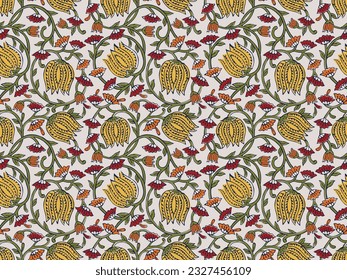 AJRAKH BAGRU SANGANER BLOCK PRINT AND BATIK PRINT DIGITAL PRINT SEAMLESS TEXTILE PATTERN