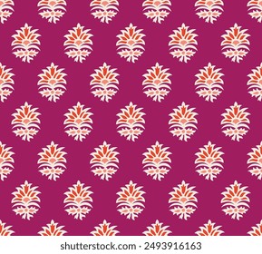 Ajrakh Block Print Screen Print Floral Booti Design Allover Seamless Repeat Pattern