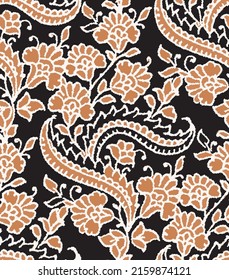 Ajrakh Pattern, traditional floral and paisley block print Pattern. batik print Pattern Background  printing for textile pattern