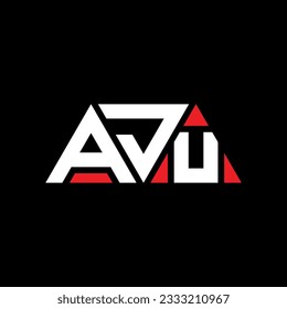 AJU triangle letter logo design with triangle shape. AJU triangle logo design monogram. AJU triangle vector logo template with red color. AJU triangular logo Simple, Elegant, and Luxurious design.