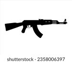 Ak 47 gun silhouette vector art white background