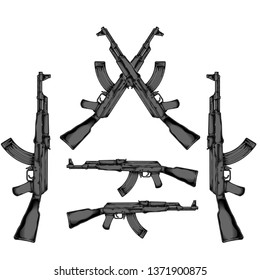 AK 47 hand drawing vector
